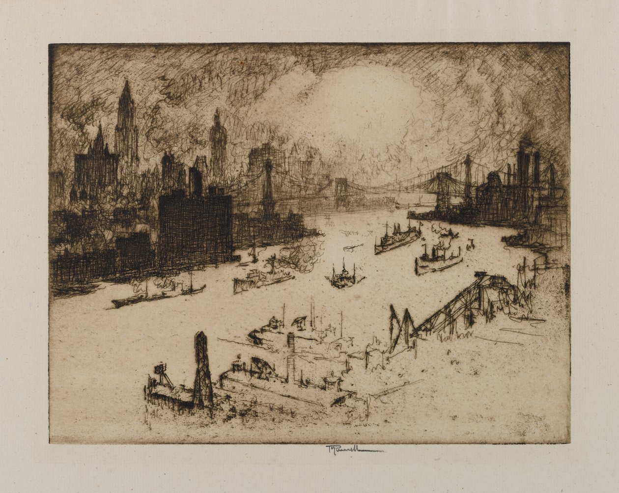 Tramonto dal Williamsburg Bridge, 1915 da Joseph Pennell