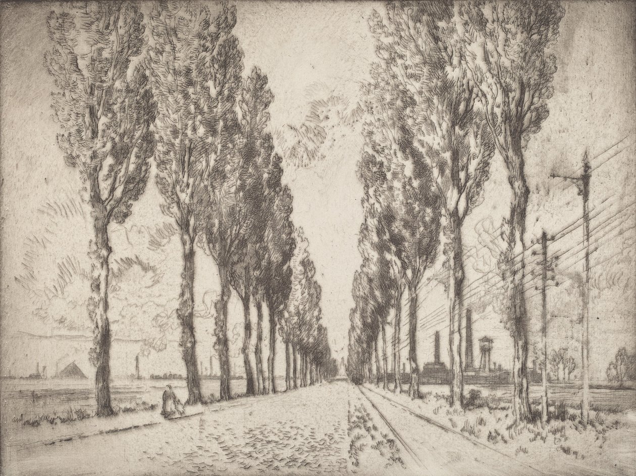 Il viale, Valenciennes, 1910 da Joseph Pennell