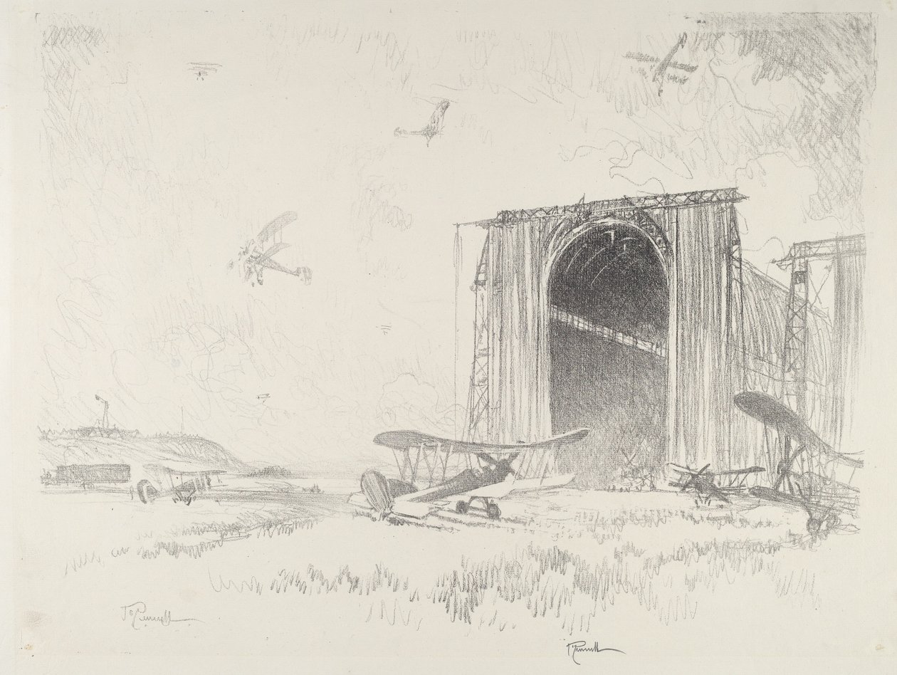 Il capannone dei palloni aerostatici da Joseph Pennell
