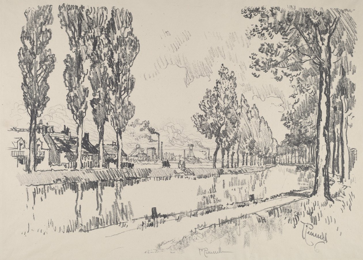 Il canale a Blanzy, Francia, 1911 da Joseph Pennell