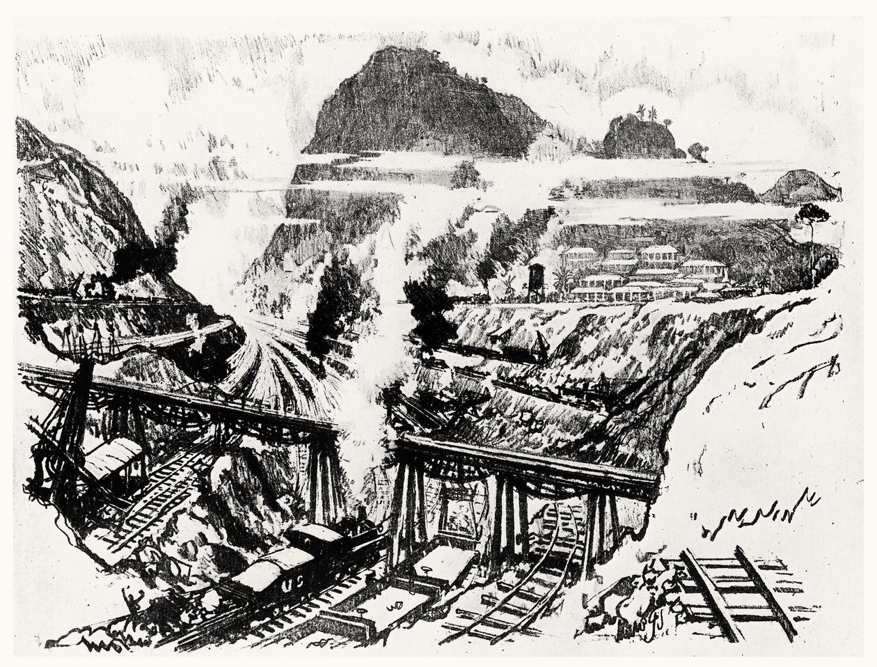 Il Taglio a Paraiso, tavola XVI da Il Canale di Panama di Joseph Pennell, 1912 da Joseph Pennell