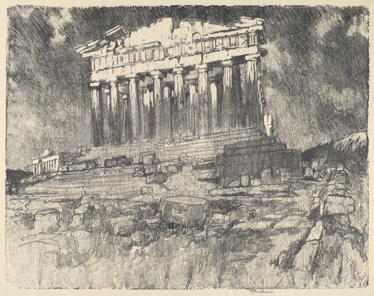 La facciata del Partenone, tramonto, 1913 da Joseph Pennell