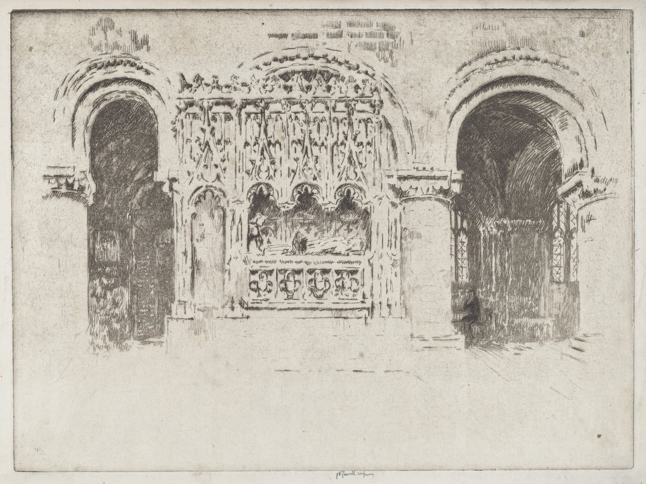 La tomba del fondatore, chiesa di San Bartolomeo il Grande da Joseph Pennell