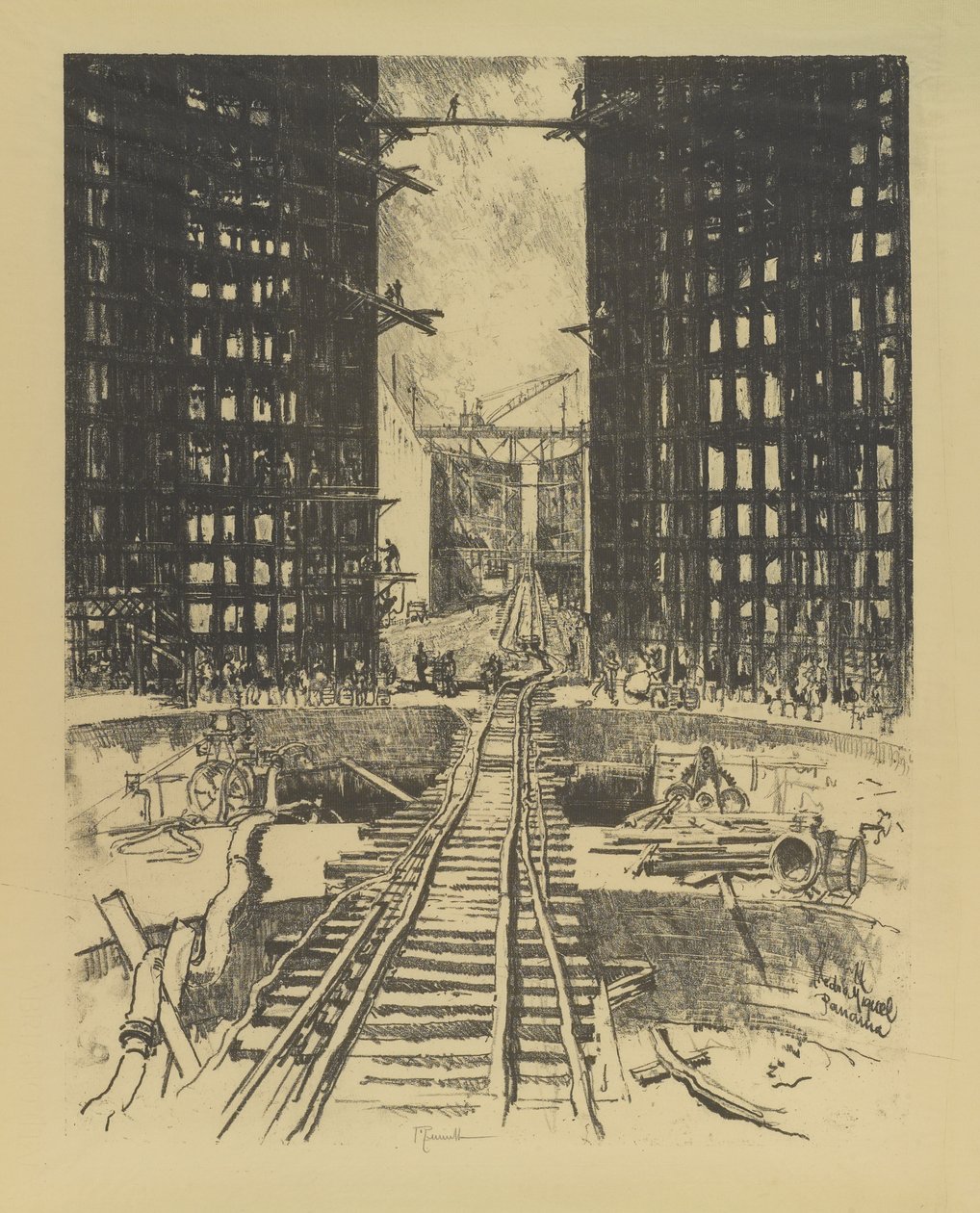 Le porte della chiusa di Pedro Miguel, 1912 da Joseph Pennell