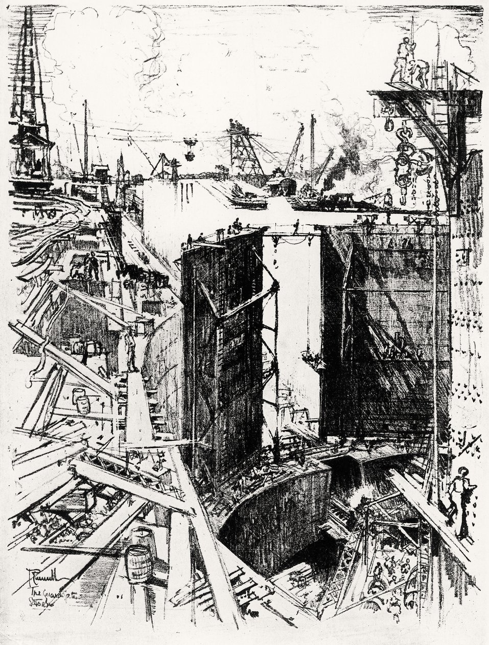 La porta di guardia a Gatun, tavola V da Il Canale di Panama di Joseph Pennell, 1912 da Joseph Pennell