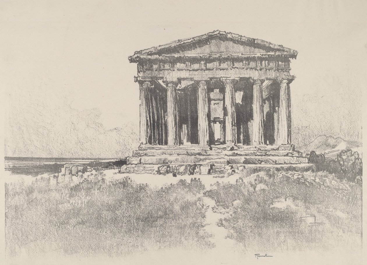 Il tempio vicino al mare, Tempio della Concordia, Girgenti, 1913 da Joseph Pennell