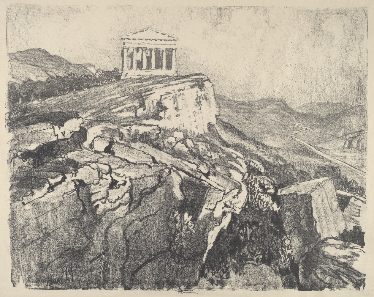 Il Tempio della Concordia sul muro, Girgenti da Joseph Pennell