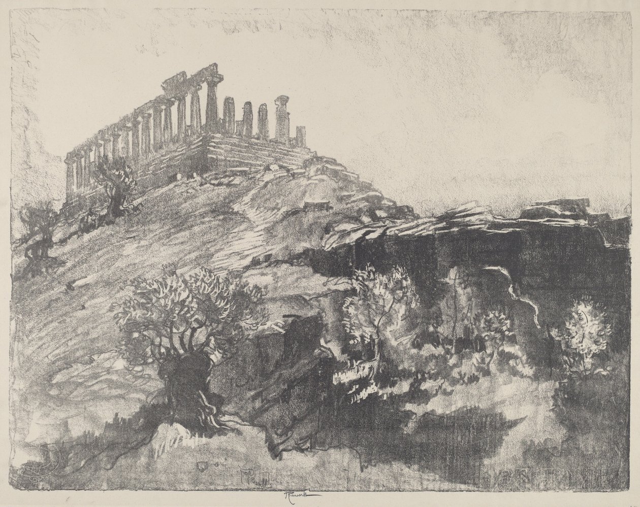 Il Tempio della Concordia sul Muro, Girgenti, 1913 da Joseph Pennell