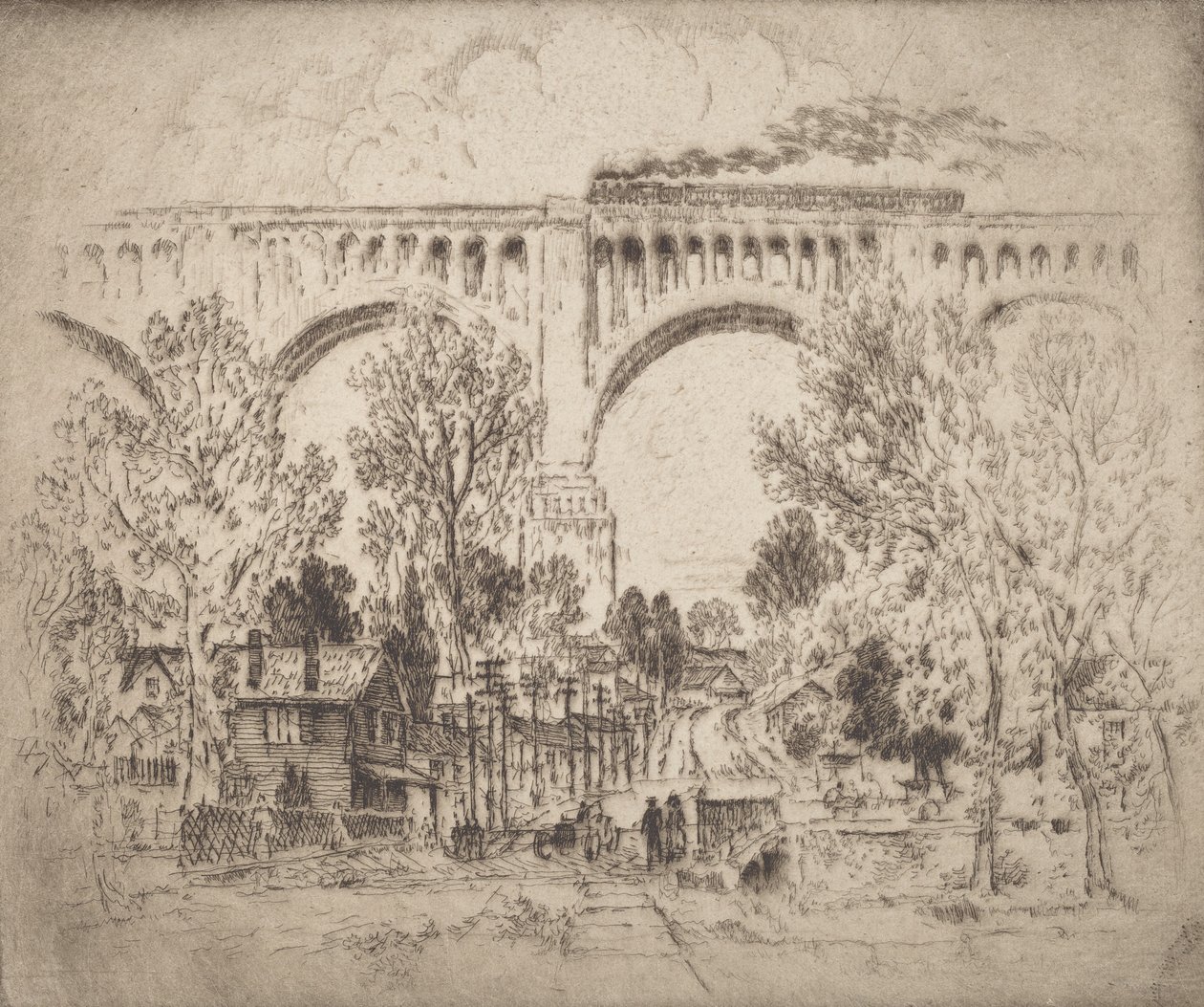 Il viadotto, D., L. & W. a Nicholson, Pa., 1919 da Joseph Pennell