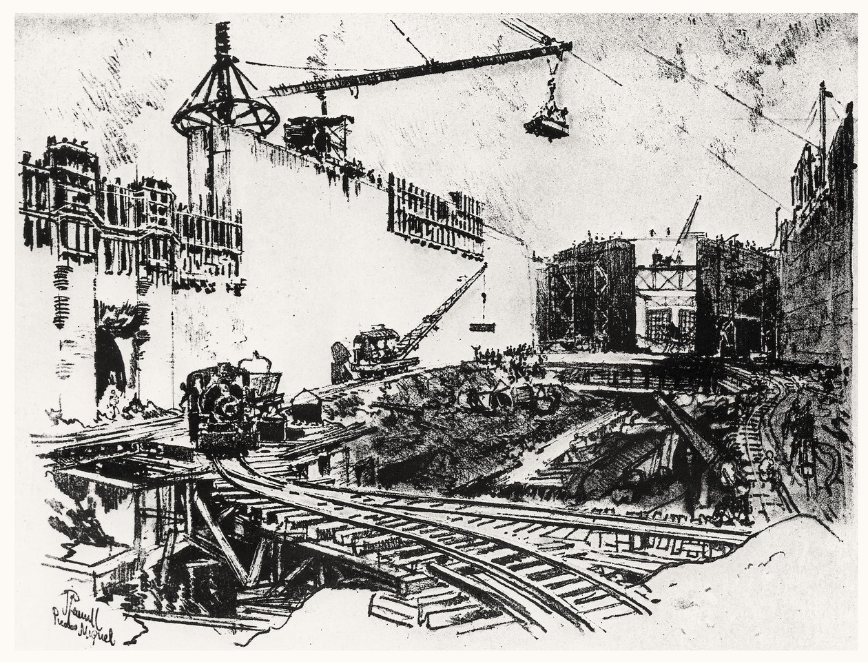 Le Mura di Pedro Miguel, tavola XX da Il Canale di Panama di Joseph Pennell, 1912 da Joseph Pennell