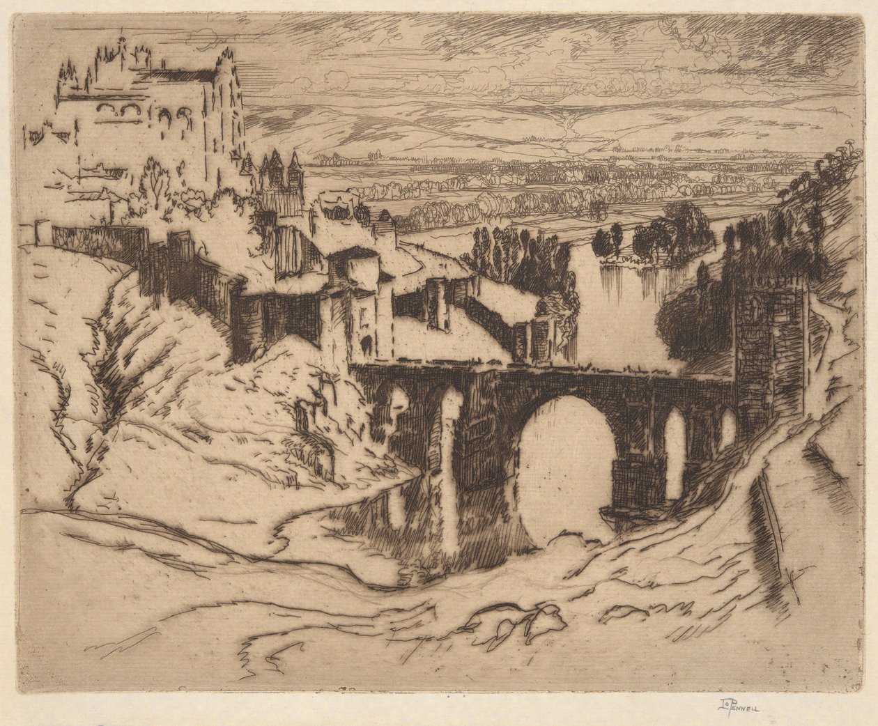 Senza titolo [Ponte di San Martino, Toledo] da Joseph Pennell