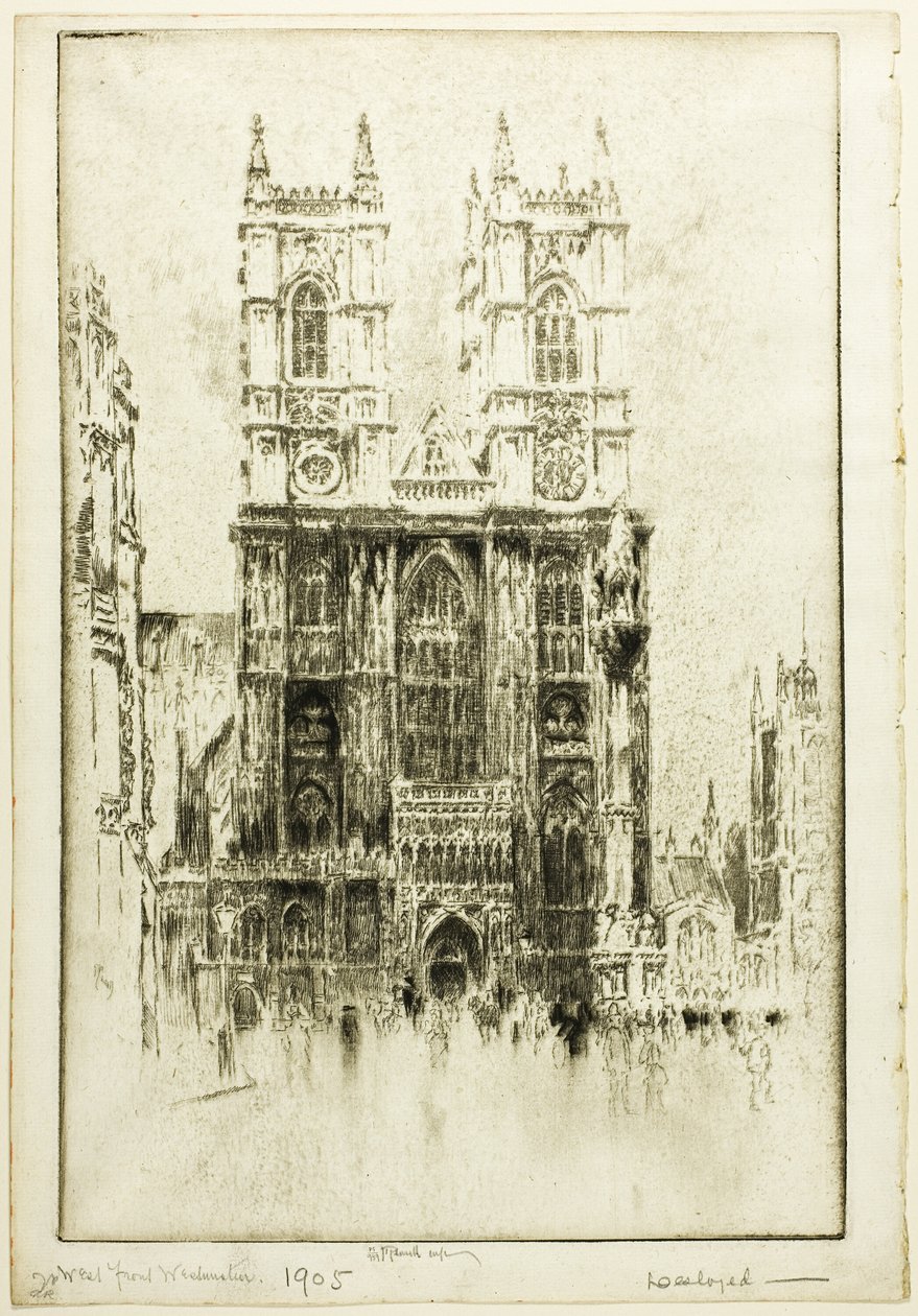Facciata ovest, Abbazia di Westminster da Joseph Pennell