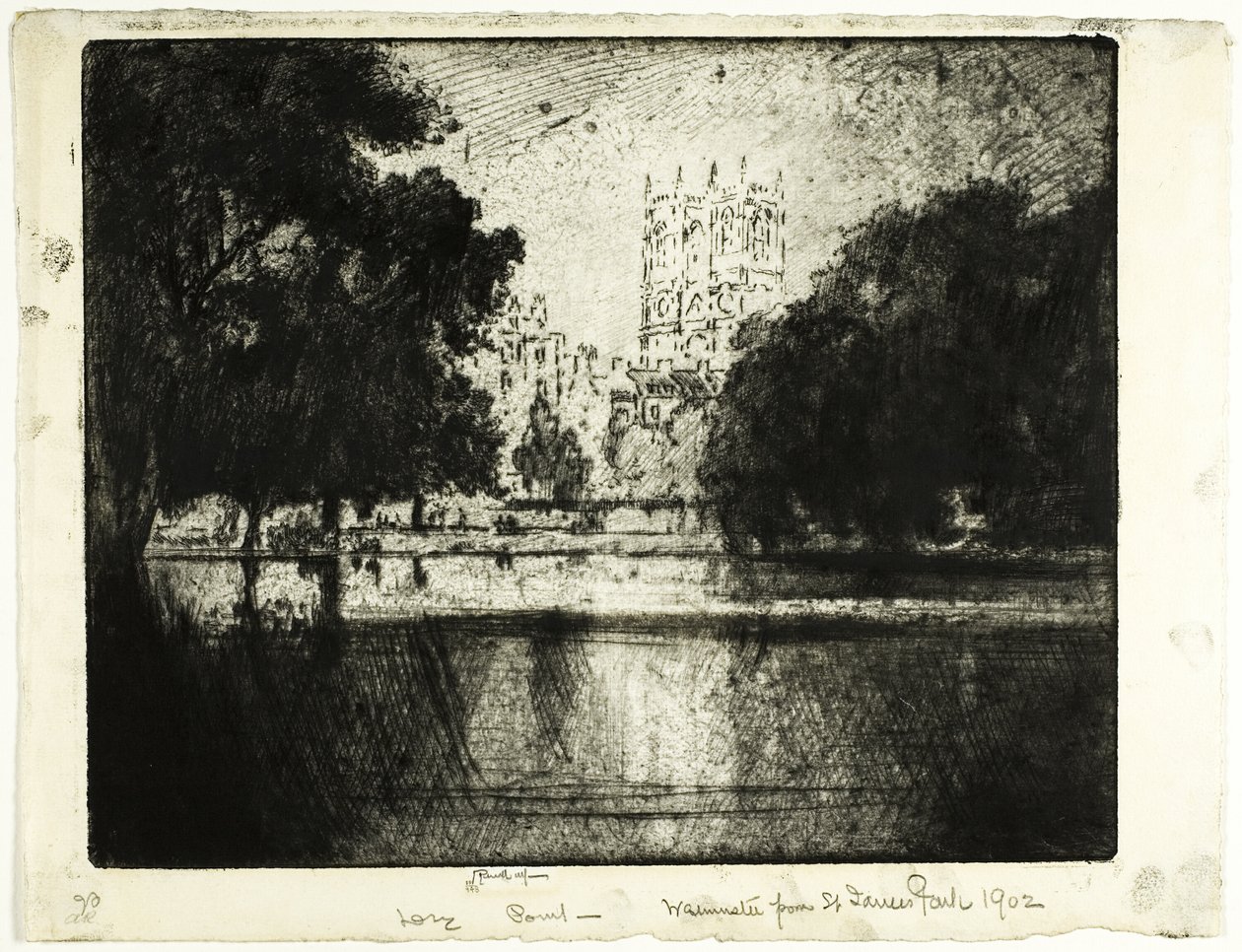 Le Torri di Westminster, da Saint James Park da Joseph Pennell