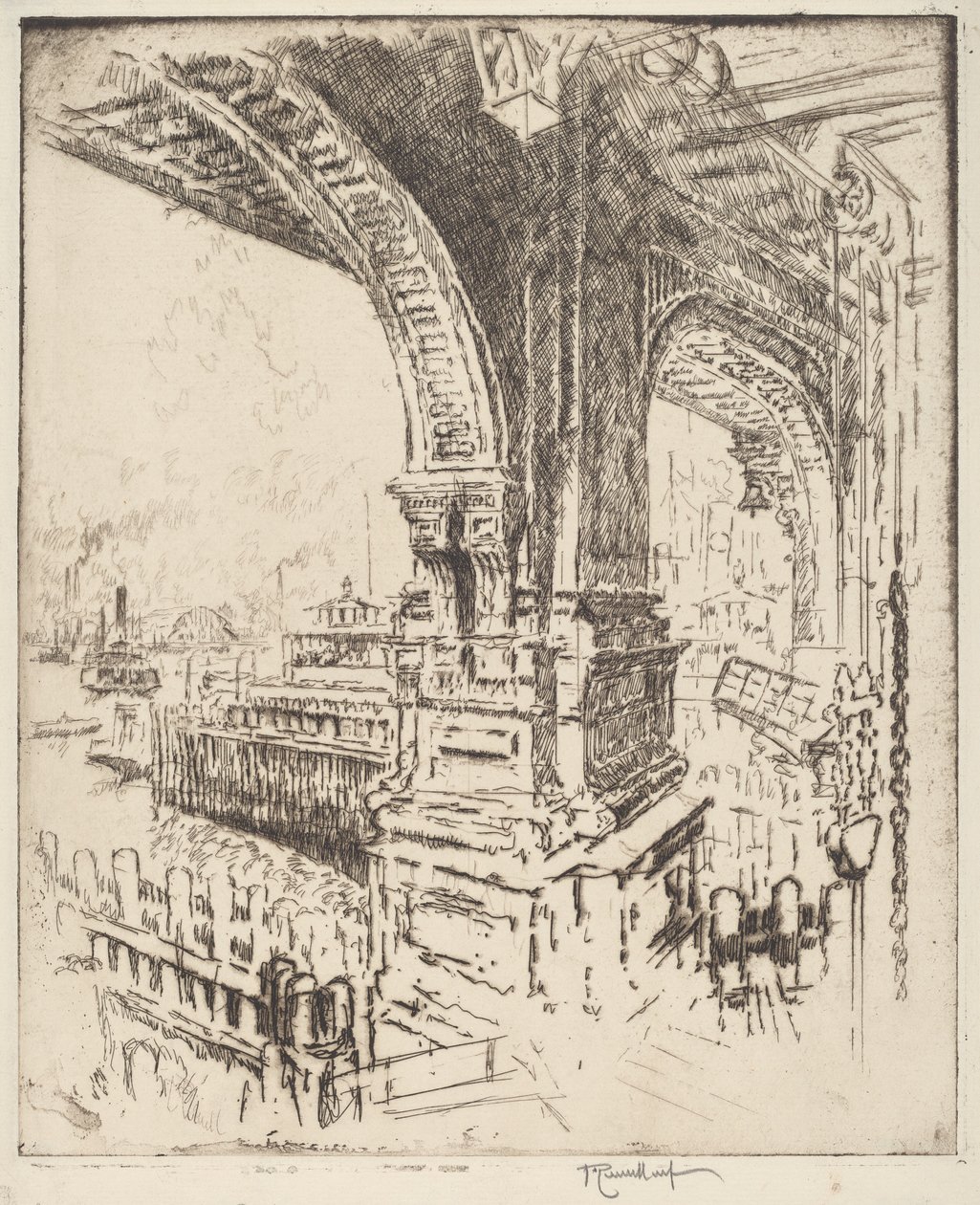 Dentro il Traghetto, Cortlandt Street, New York da Joseph Pennell