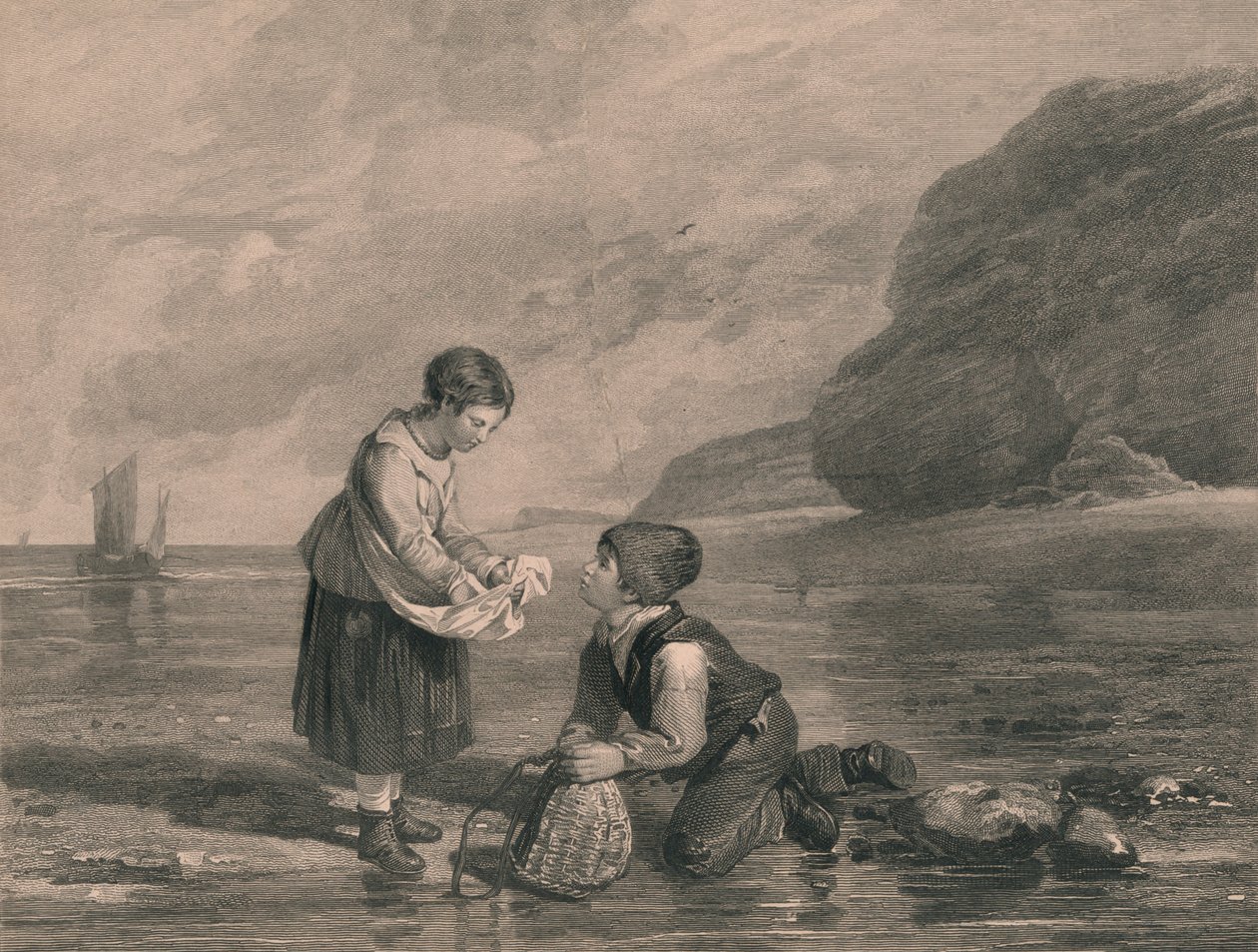 Giovani pescatori di gamberetti, inizio XIX secolo da Joseph Phelps