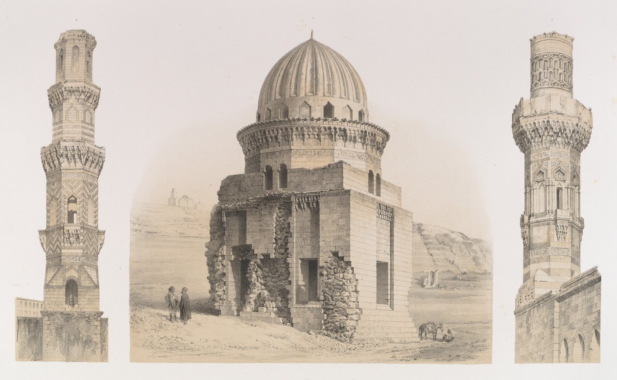 87. Tombe e minareti, al Cairo, 1843 da Joseph Philibert Girault De Prangey