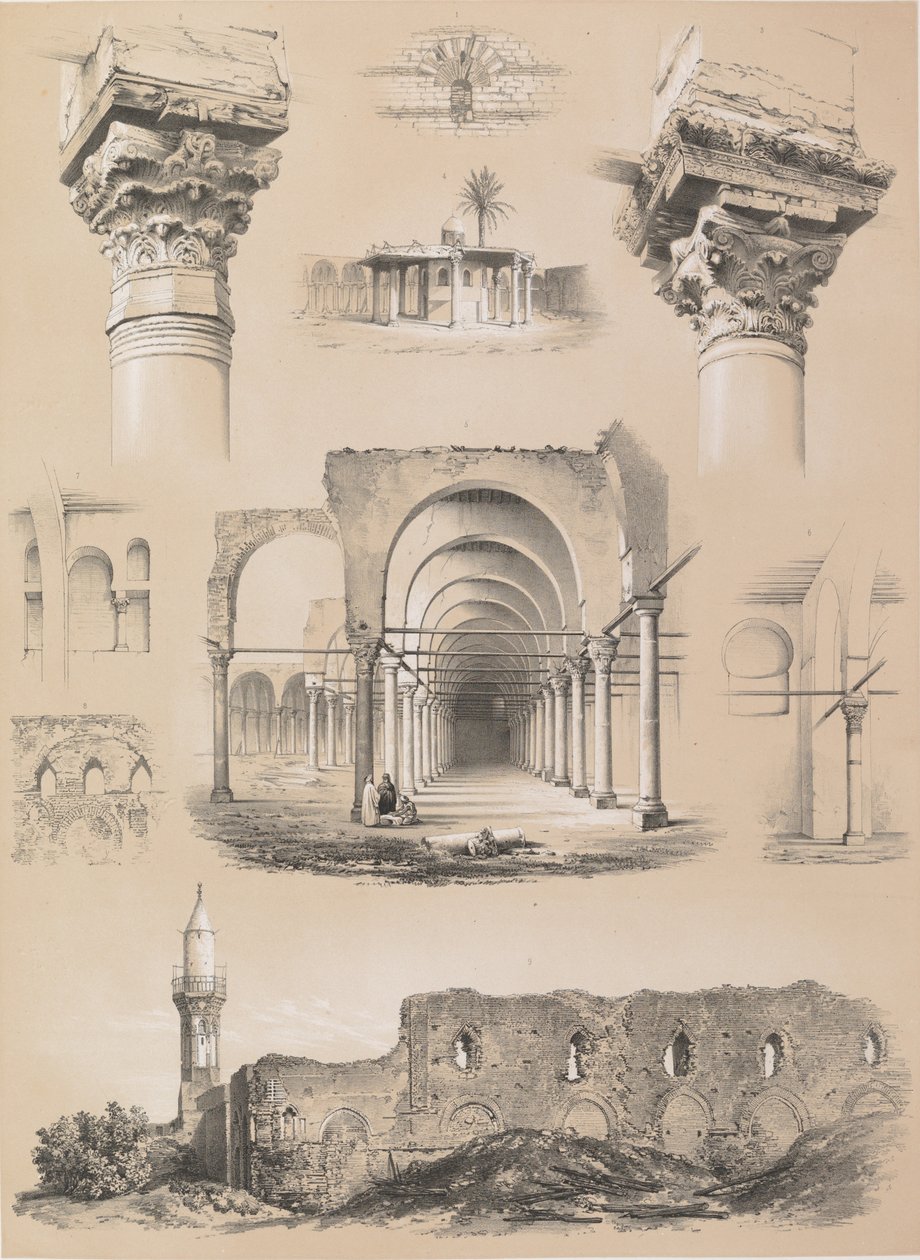 Dettagli, moschea di Amrou, al Cairo da Joseph Philibert Girault De Prangey