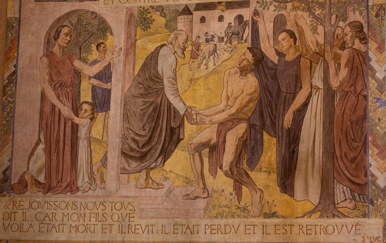 Il figliol prodigo. Affresco nella Cattedrale di Nanterre da Joseph Radan
