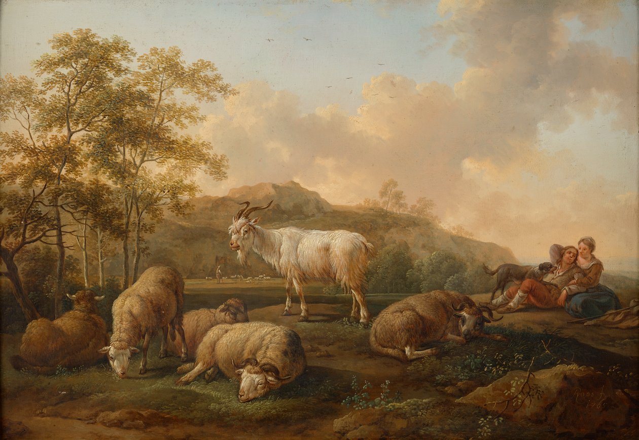 Paesaggio con bestiame al pascolo da Joseph Roos d. Ä.