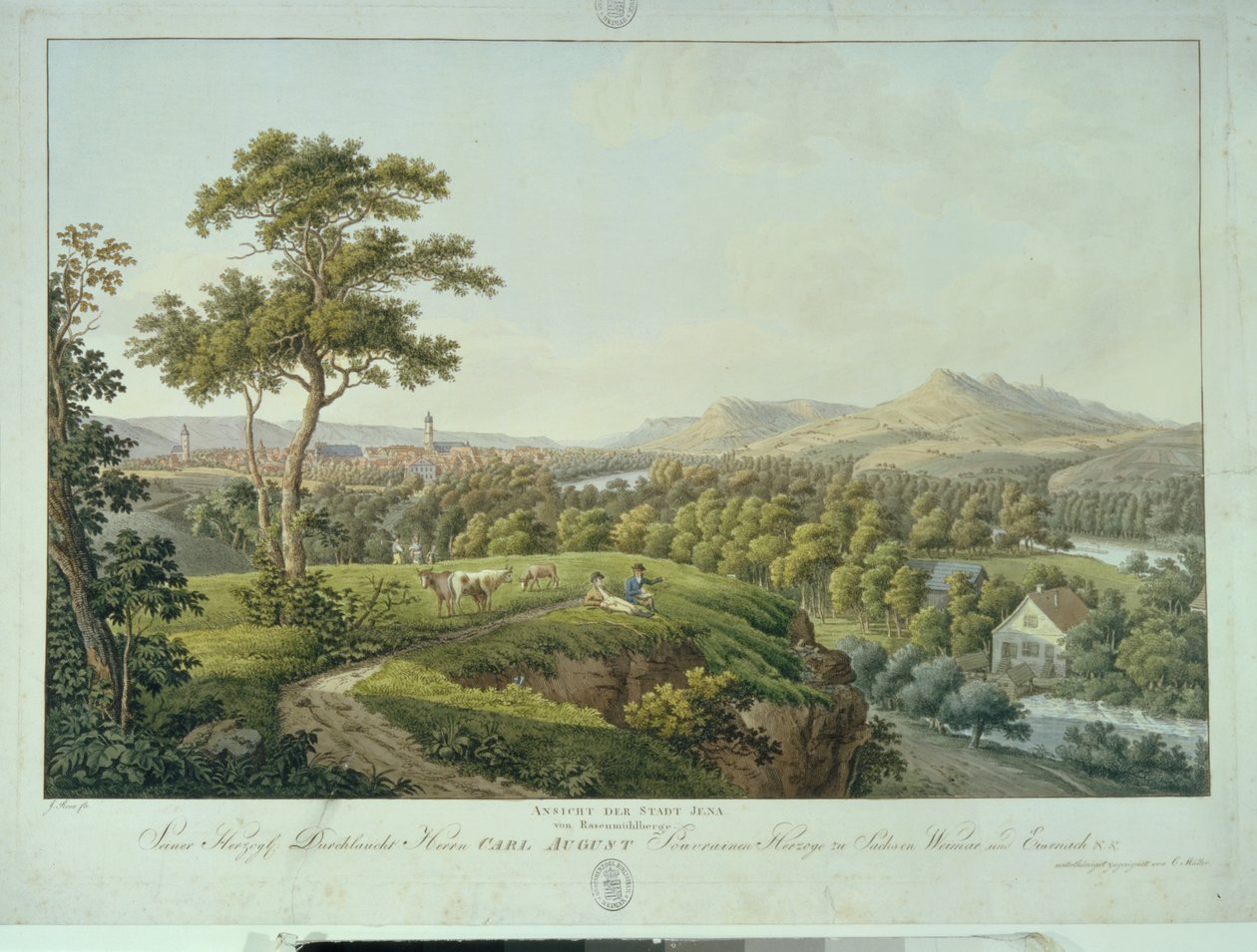 Veduta di Jena da Rasenhuehlberg, c.1810 da Joseph Roux