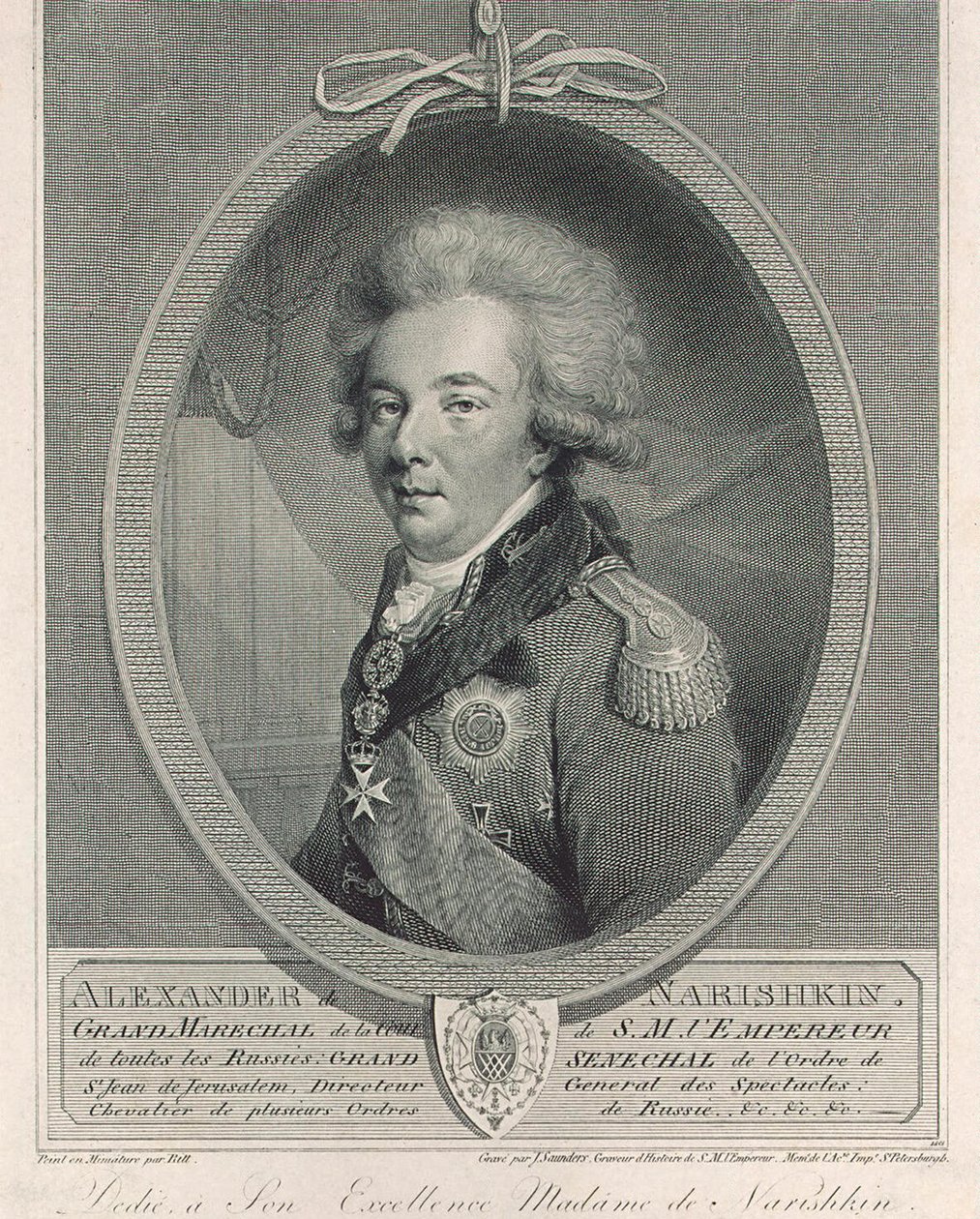 Ritratto del Conte Alexander Lvovich Naryshkin 1760-1826, 1801 da Joseph Saunders