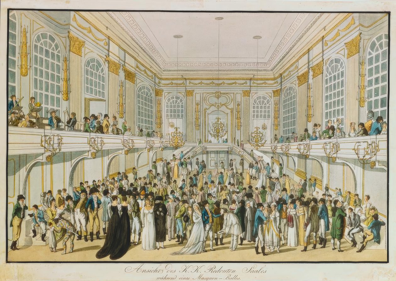 Vista della sala da ballo K. u. K. durante un ballo in maschera da Joseph Schütz