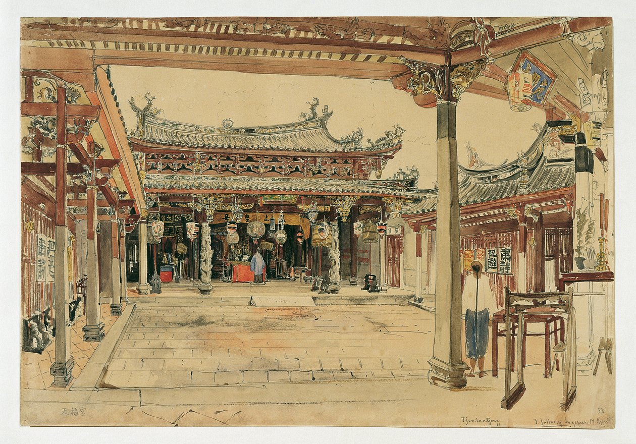 Cortile di un tempio cinese a Singapore da Joseph Selleny