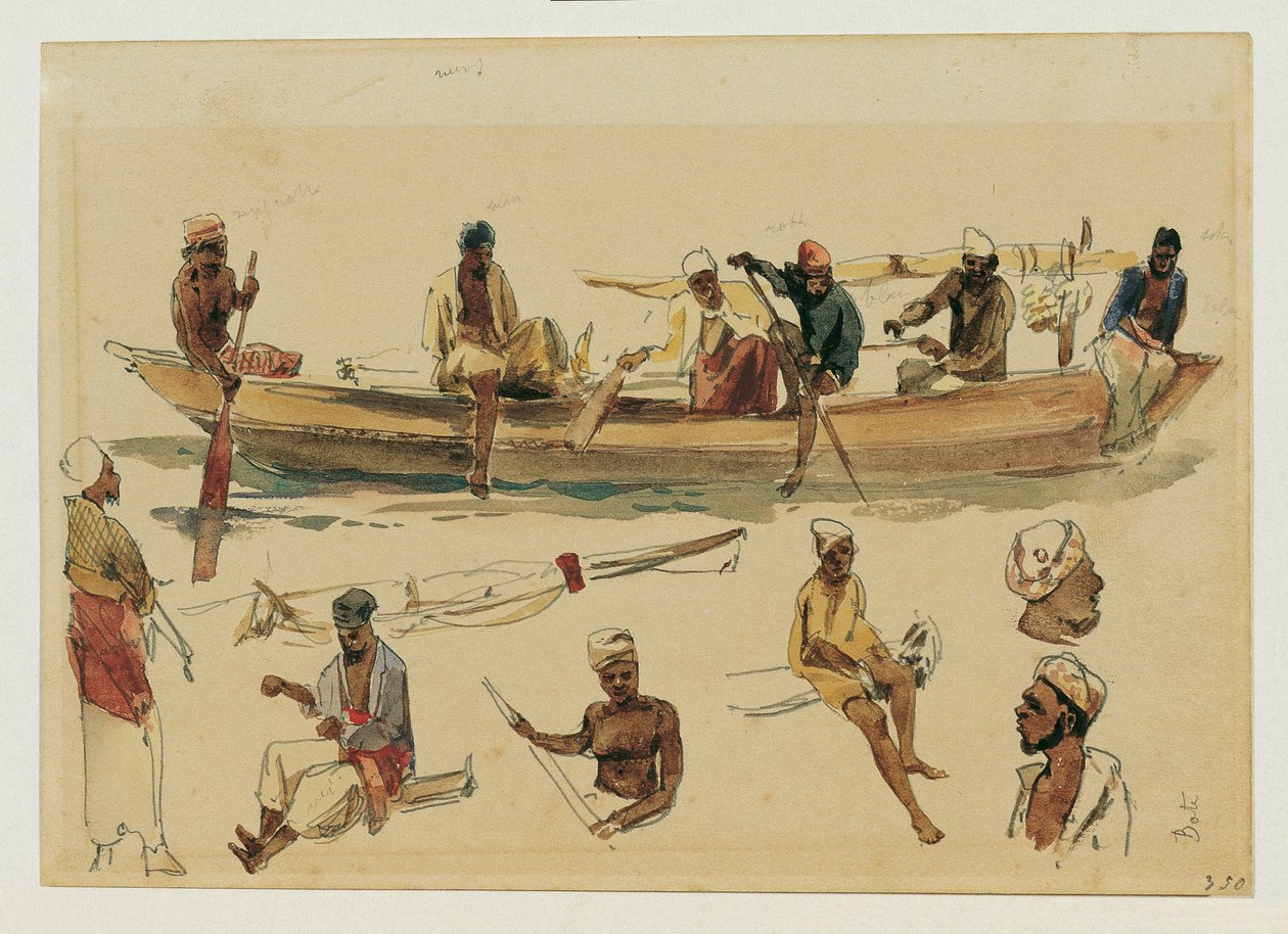 Studio di barche e barcaioli a Ceylon da Joseph Selleny