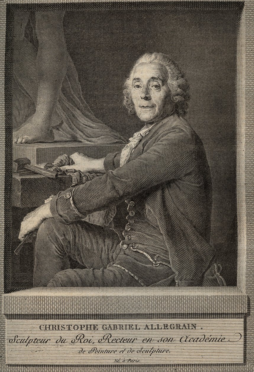Ritratto di Christophe-Gabriel Allegrain (1710-1795) scultore francese - incisione dopo il dipinto di Joseph-Siffrein Duplessis da Joseph Siffred (after) Duplessis