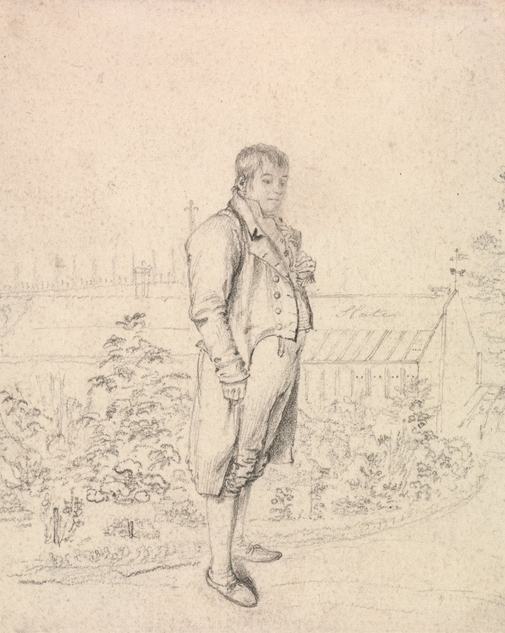 Schizzo di Sir Walter Scott in un giardino da Joseph Slater