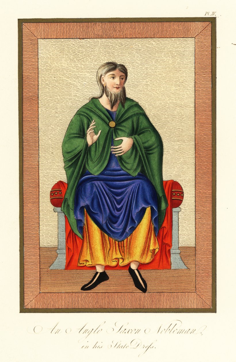 Nobile anglosassone nel suo abito di stato, VIII secolo, 1845 da Joseph Strutt