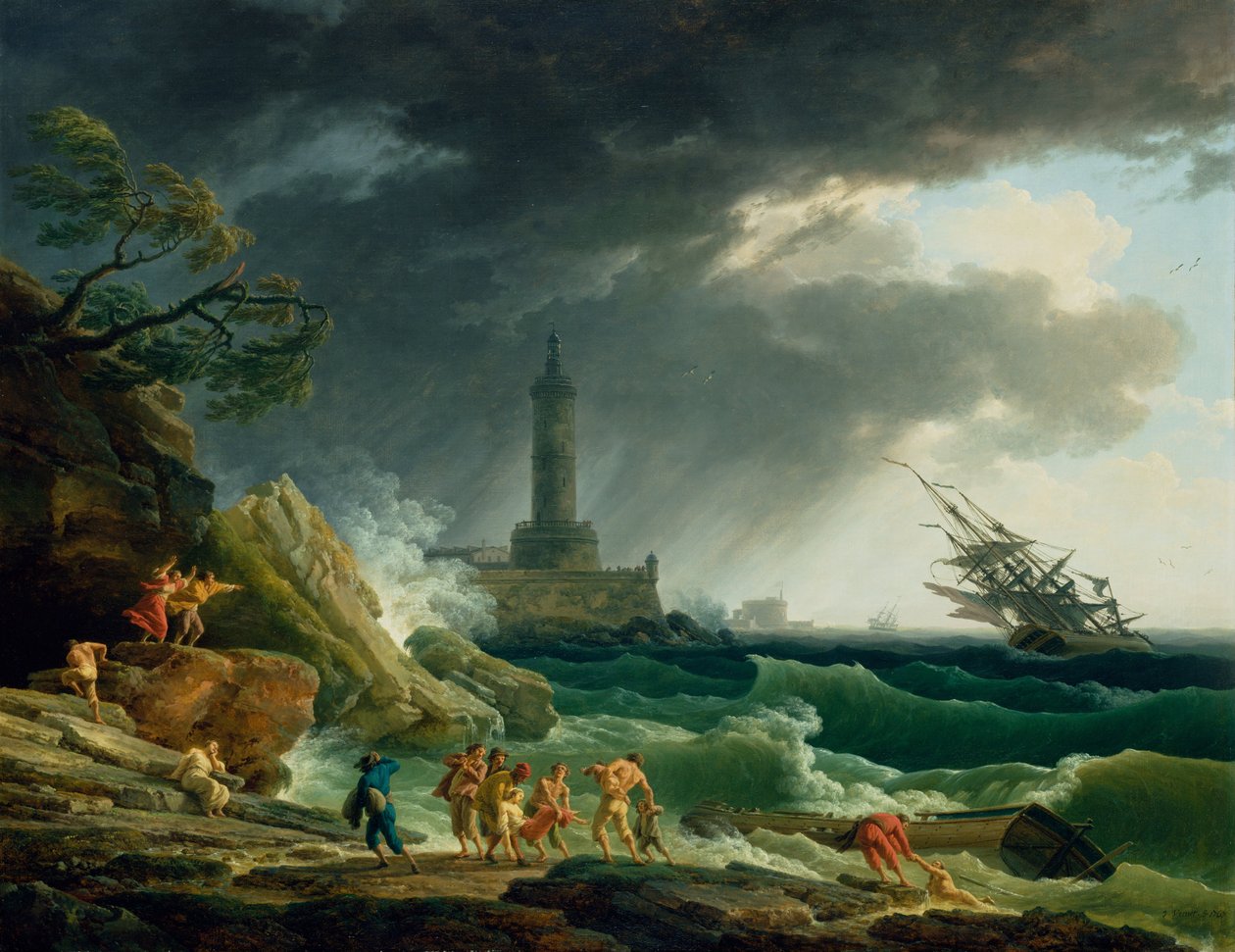 Una tempesta sulla costa mediterranea da Joseph Vernet