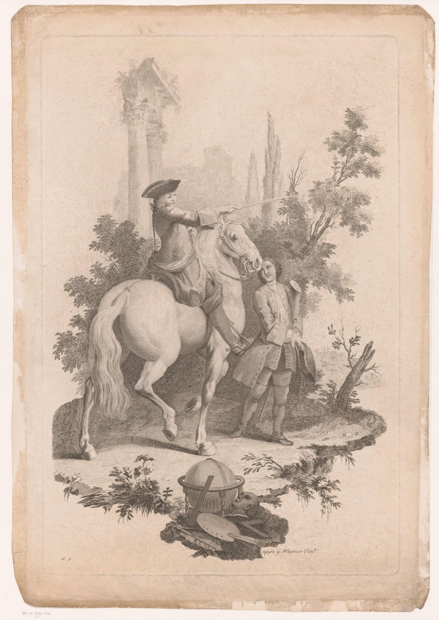 Giovane a cavallo con un servitore da Joseph Wagner
