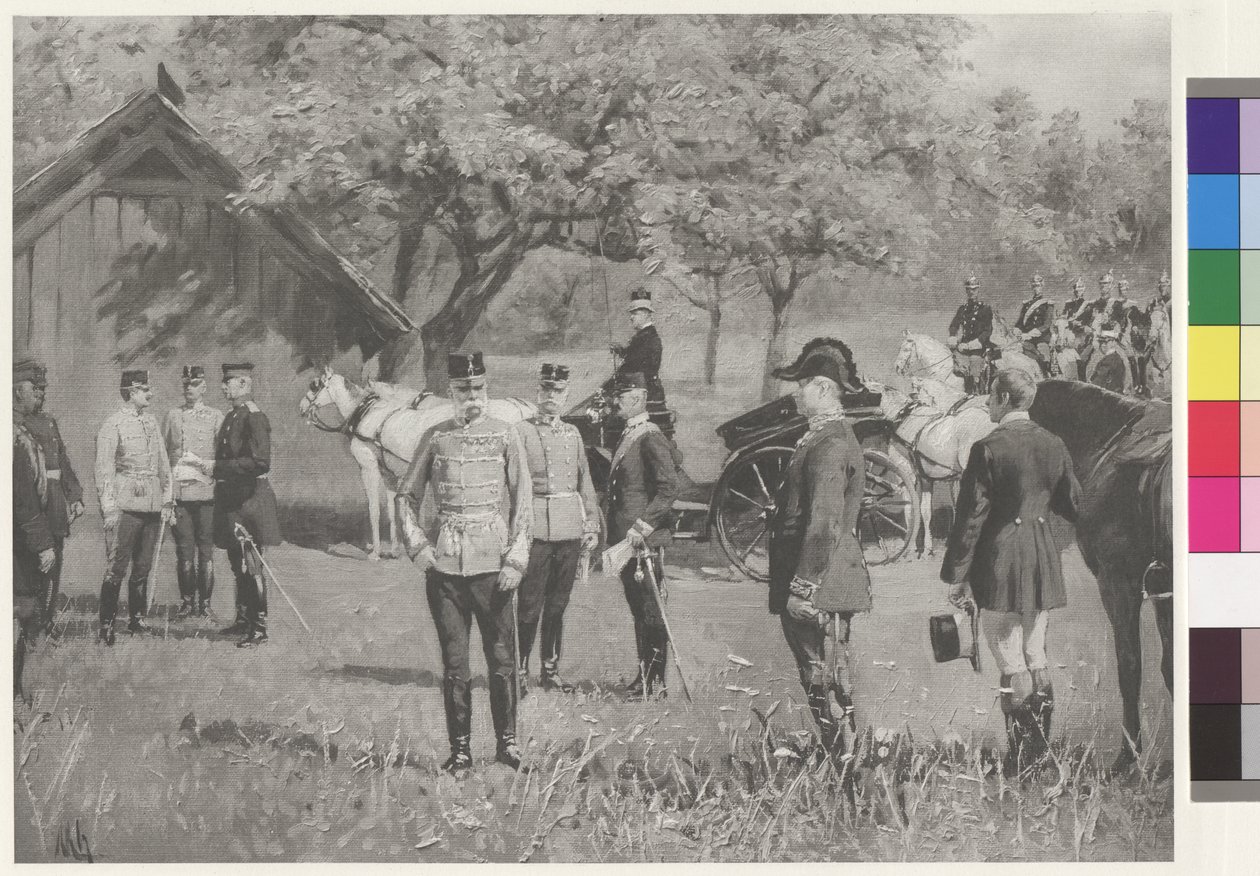 Imperatore Franz Joseph I e Imperatore Guglielmo II sulla Piazza del Rendezvous a Totis da Joseph Walter