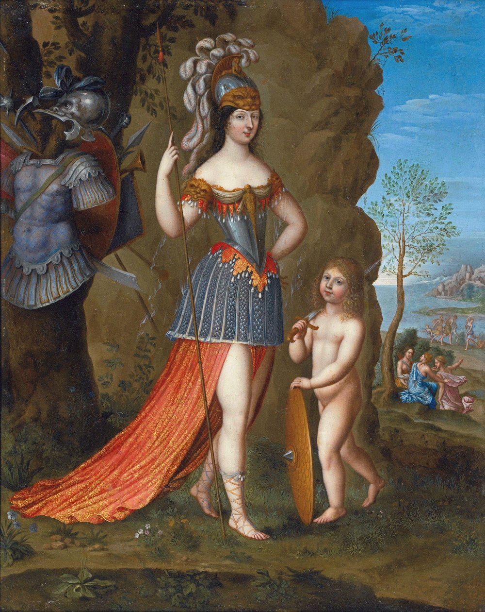 Francese:  Portrait de femme en Minerve Ritratto di signora come Minerva da Joseph Werner the Younger