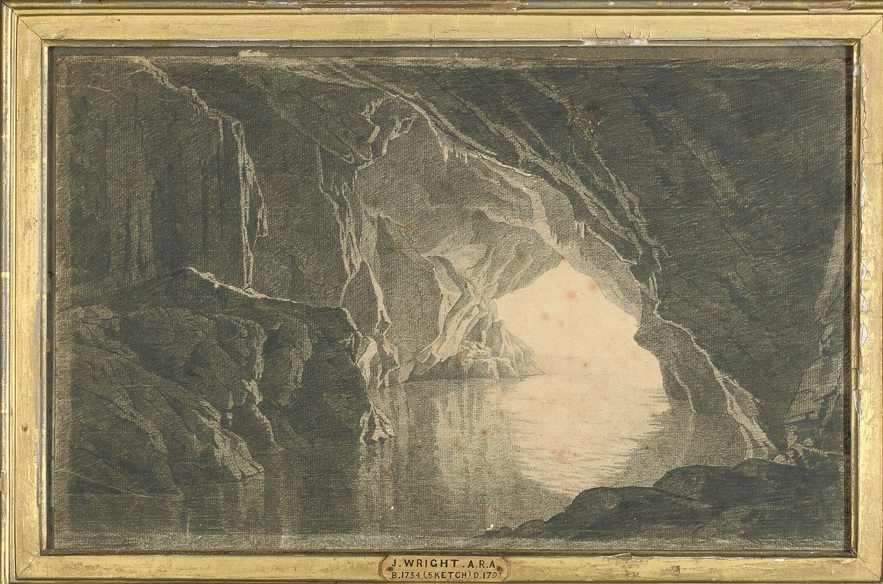 Una grotta nel Golfo di Salerno, sera, c.1800 da Joseph Wright of Derby