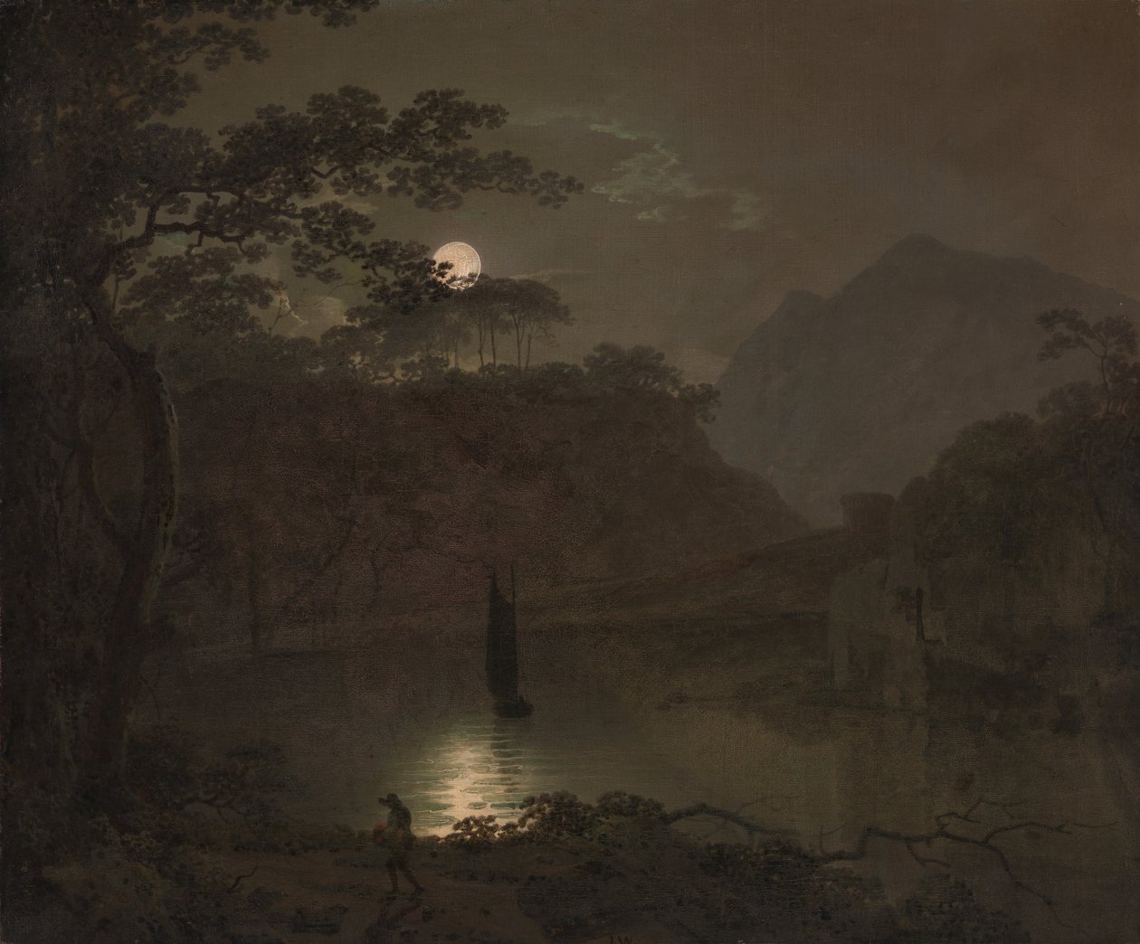 Un lago al chiaro di luna da Joseph Wright of Derby