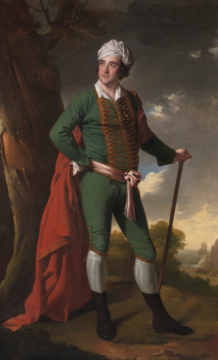 Ritratto di un uomo, conosciuto come il "Capitano indiano" da Joseph Wright of Derby