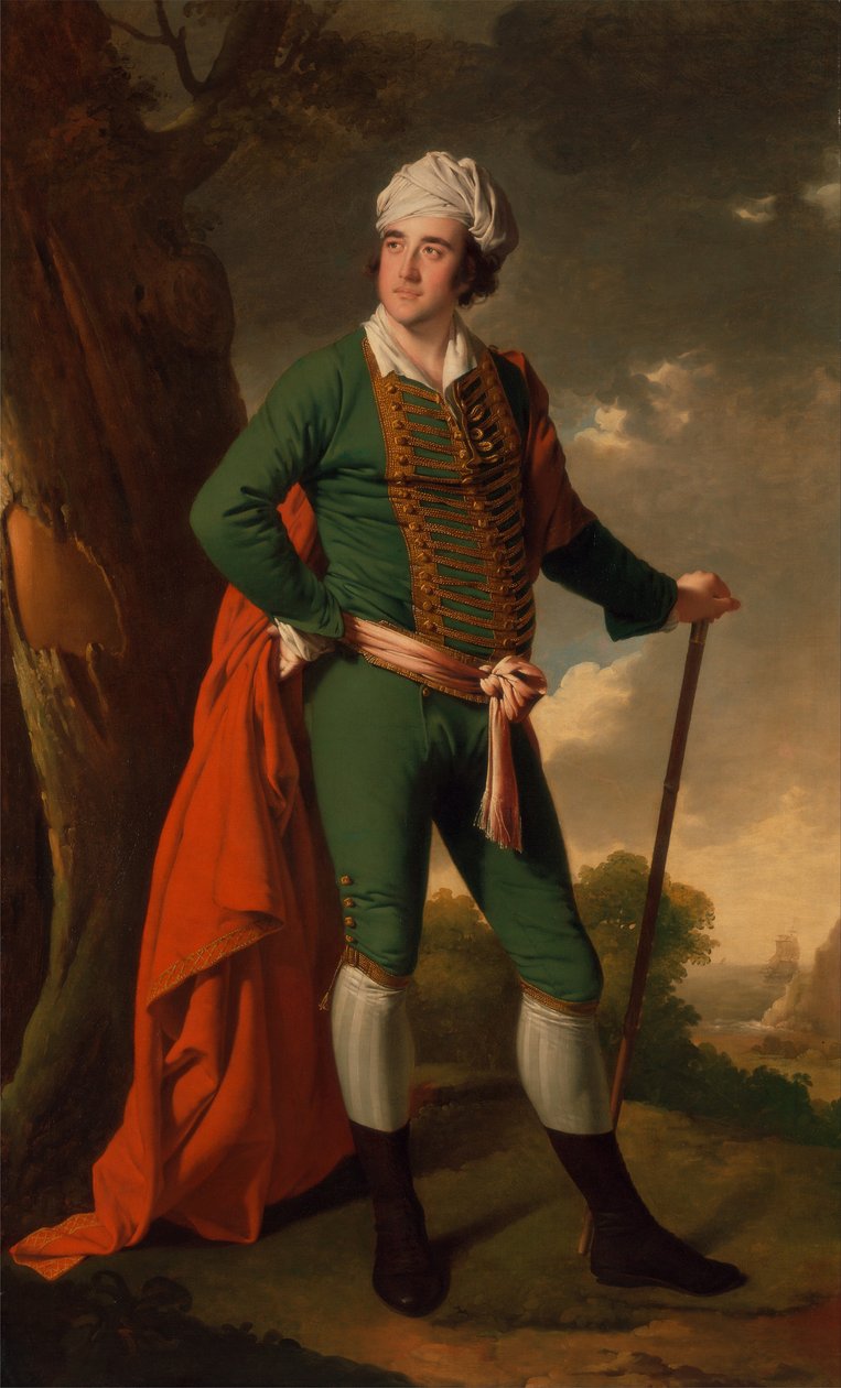 Ritratto di un uomo, noto come "Capitano indiano". da Joseph Wright of Derby