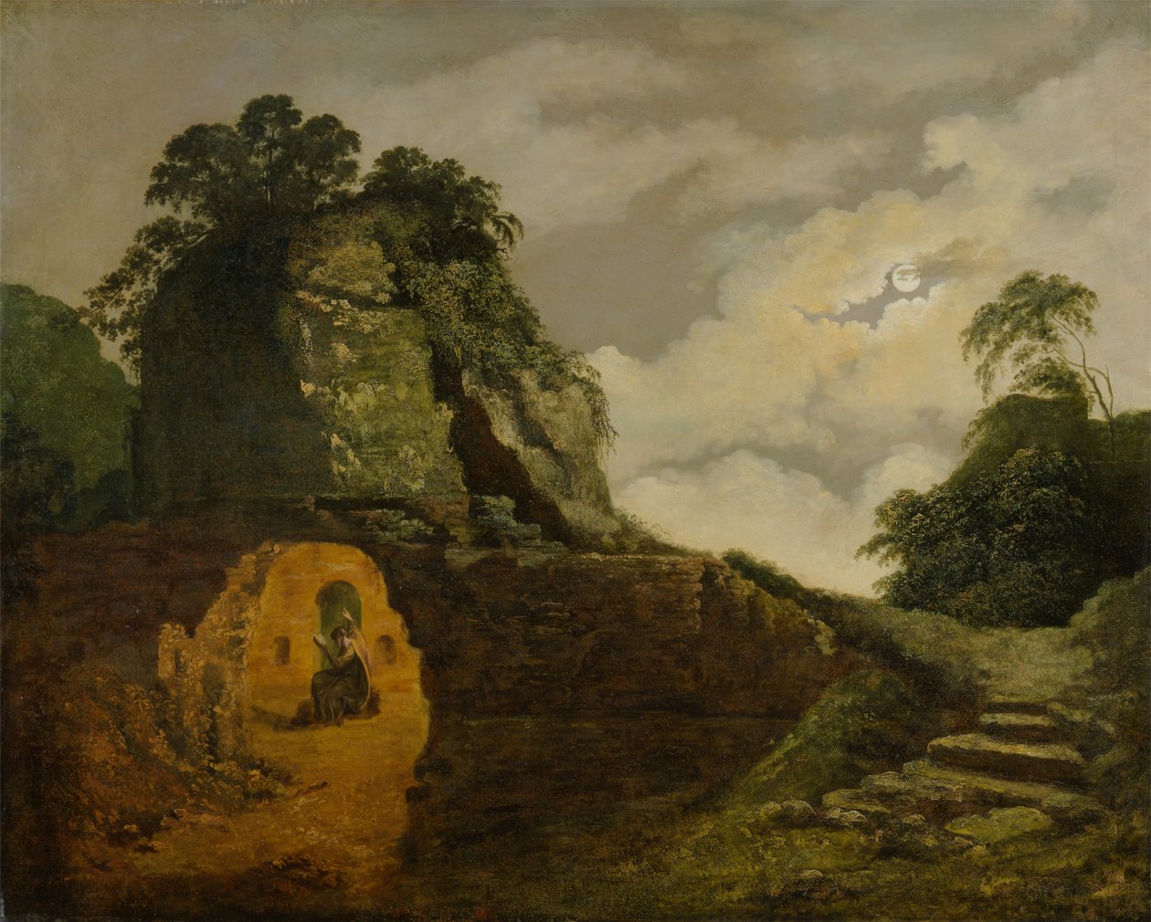 Tomba di Virgilio al chiaro di luna, con Silius Italicus da Joseph Wright of Derby