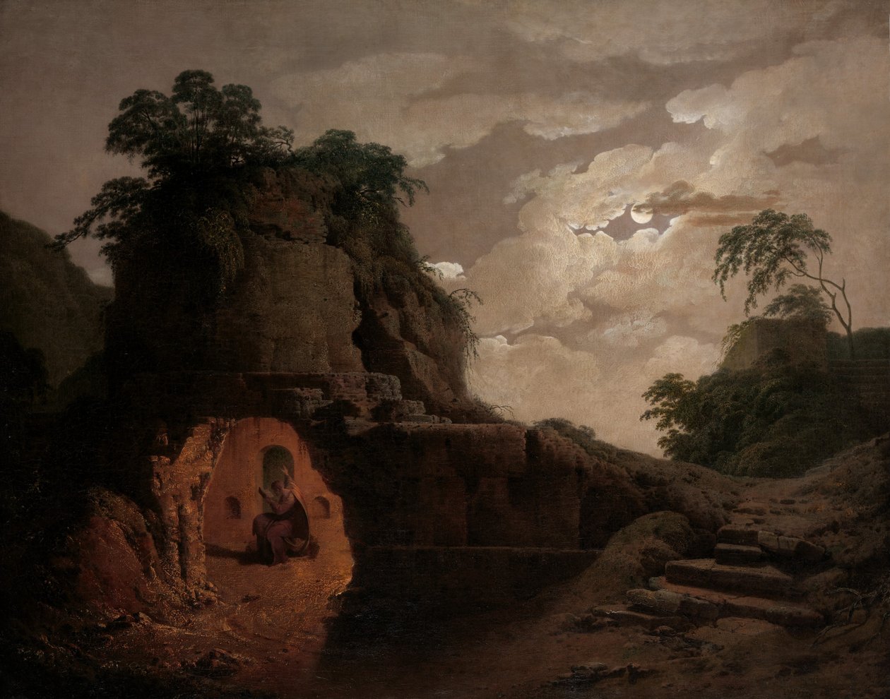 Tomba di Virgilio al chiaro di luna, con Silius Italicus che declama, 1779 da Joseph Wright of Derby