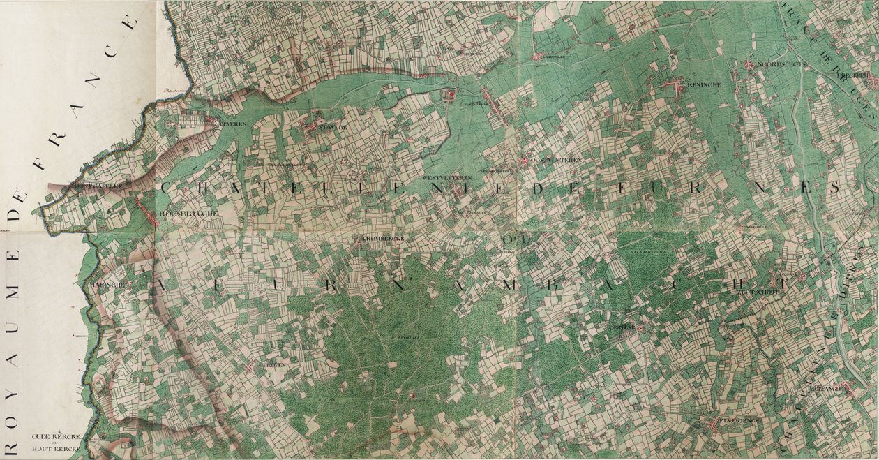 Mappa di Stavele - Roesbrugge-Haringe (Stavele), Belgio di Joseph de Ferraris (1726 – 1814) da Joseph de Ferraris
