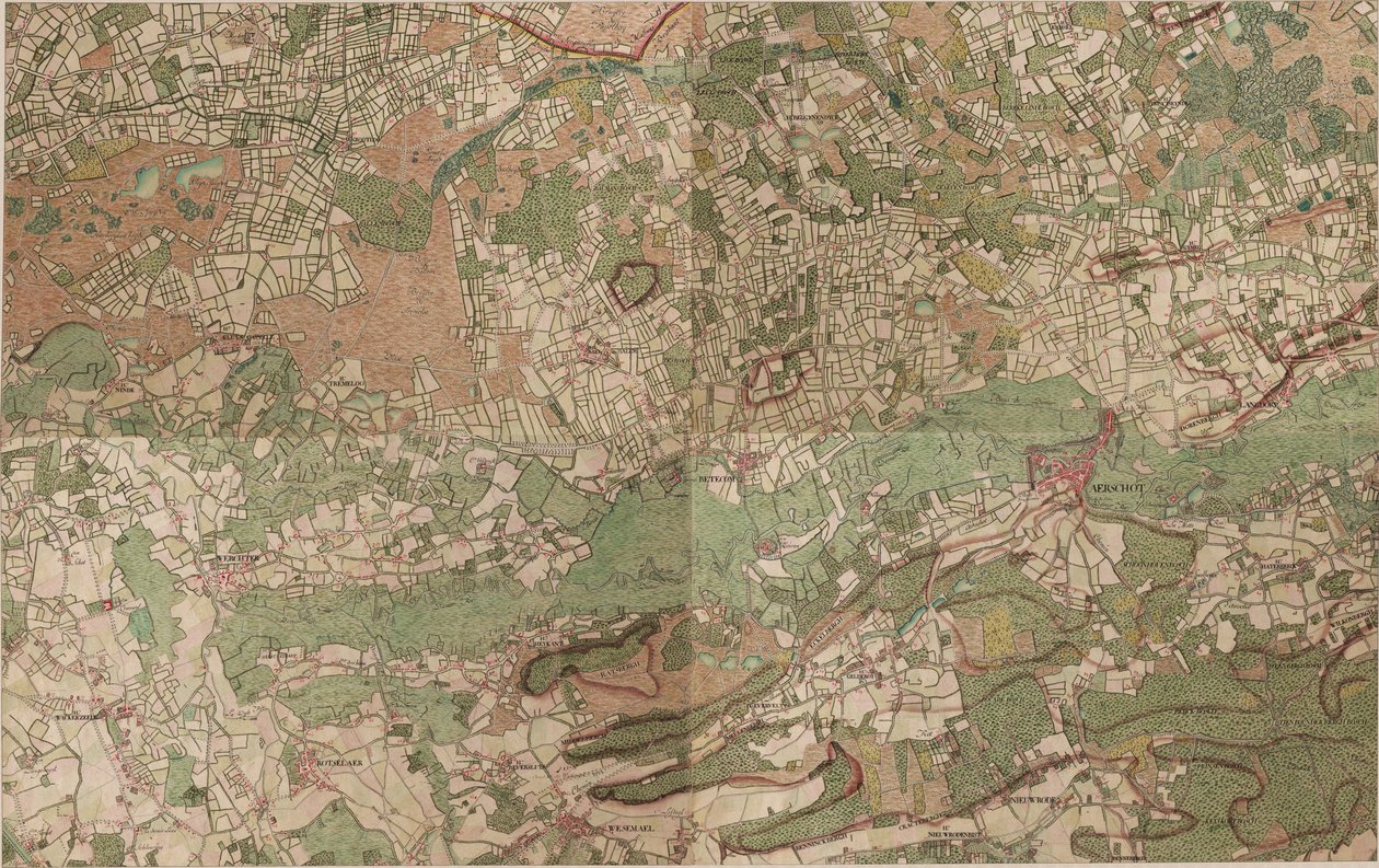Mappa di Aerschot - Aarschot da Joseph de Ferraris