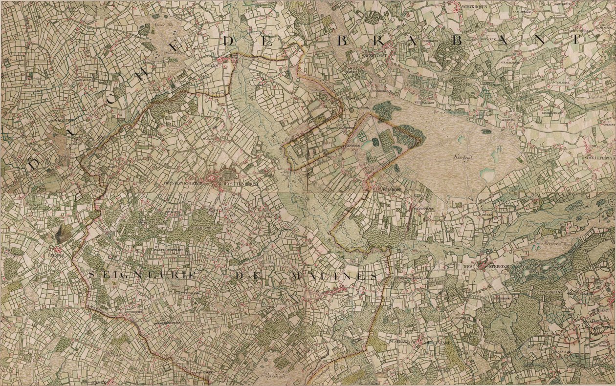 Mappa di Heyst op den Bergh ou Heyst ten Bergh - Heist-op-den-Berg da Joseph de Ferraris