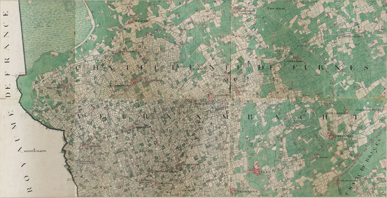 Mappa di Loo - Lo, Belgio di Joseph de Ferraris (1726 – 1814) da Joseph de Ferraris