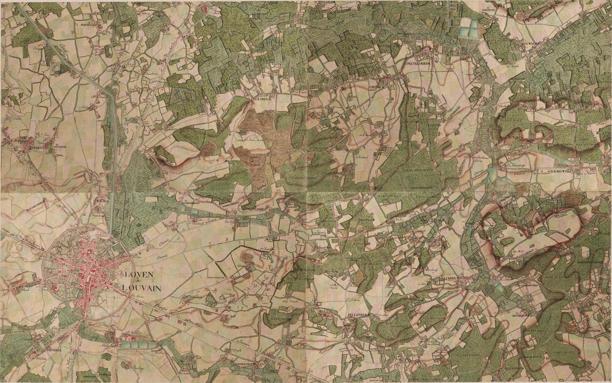 Mappa di Loven ou Louvain - Leuven da Joseph de Ferraris