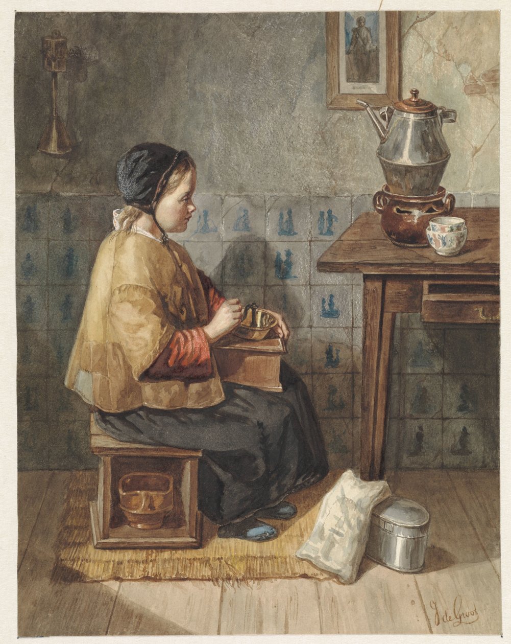 Ragazza seduta su uno sgabello da Joseph de Groot