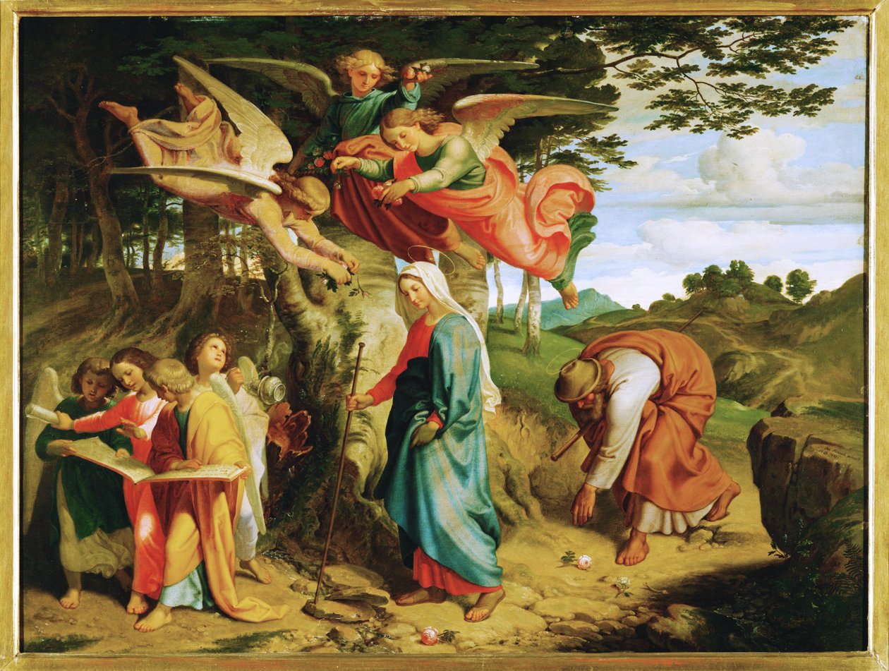 Gang Mariae ueber das Gebirge - La passeggiata della Vergine Maria attraverso le montagne... (dipinto su tela) da Joseph von Fuhrich