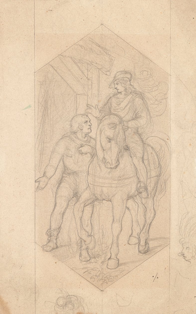 Cavaliere e uomo a piedi da Joseph von Fuhrich