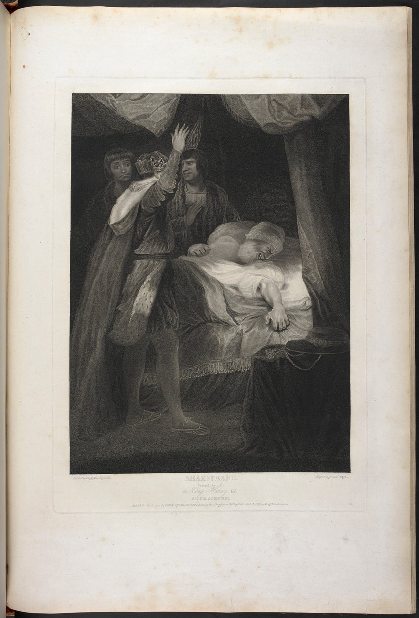 Seconda Parte di Re Enrico VI atto III scena III - Re Enrico, Salisbury e Warwick; il Cardinale a letto da Joshua (after) Reynolds